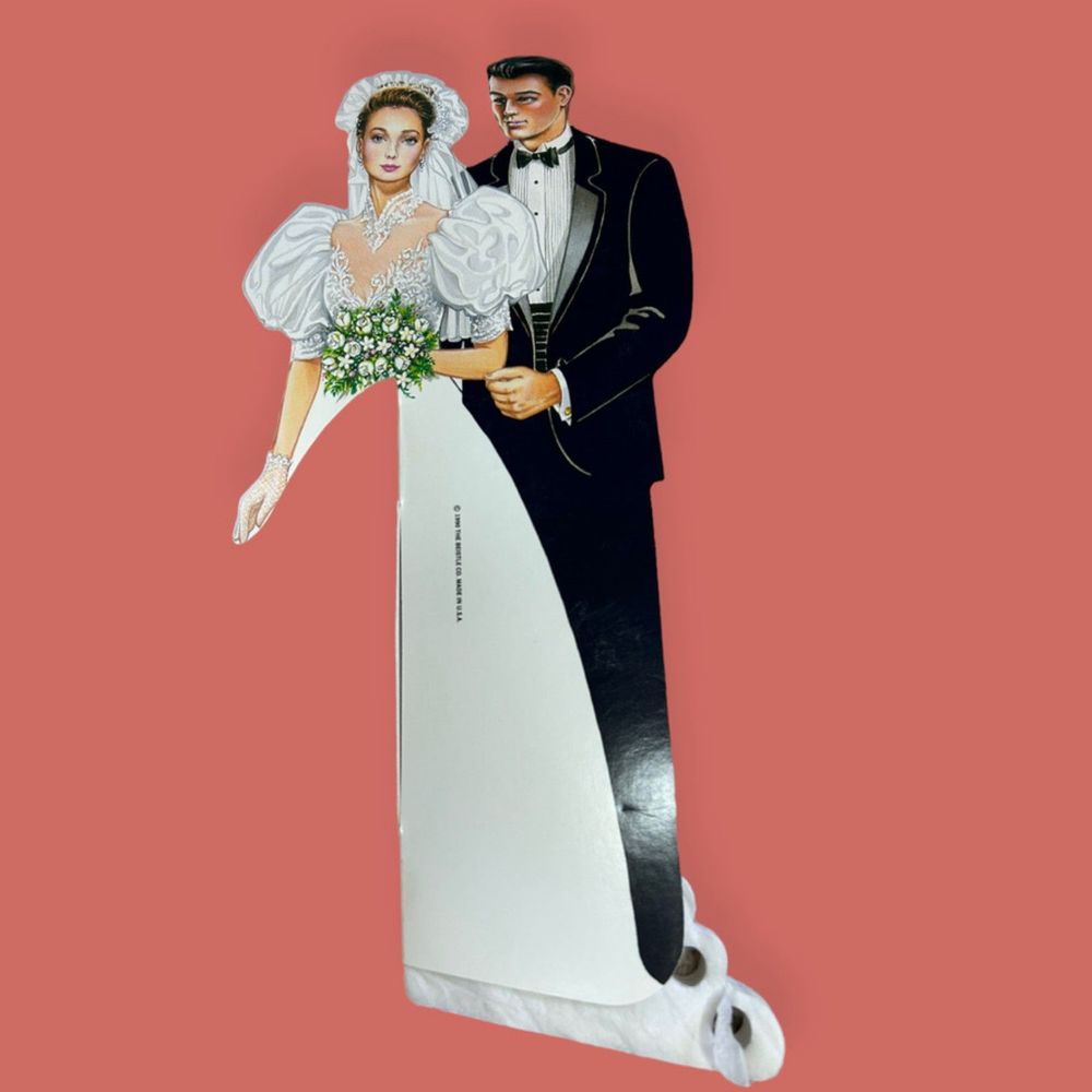 💒 VINTAGE 90S BEISTLE WEDDING BRIDE GROOM HONEY COMB TABLE DECORATION - Picture 4 of 5